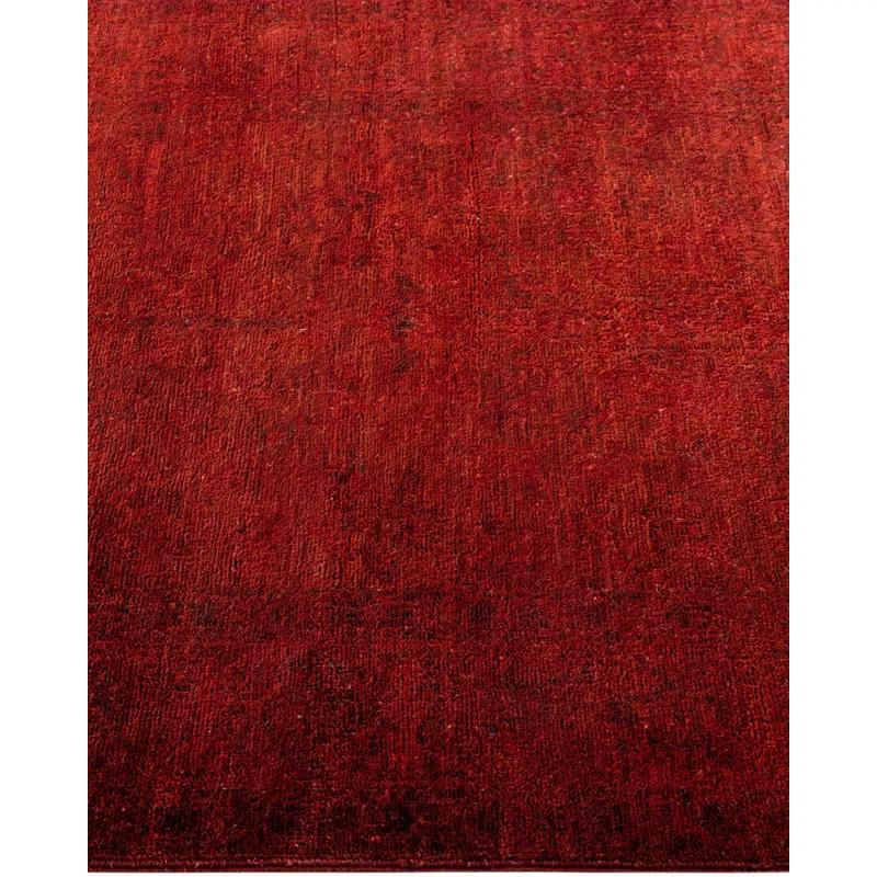 Solo Rugs Overyed One-of-a-Kind Runner 3'1" X 7'10" New Age Runner Wool Area Rug Dark Red/Black