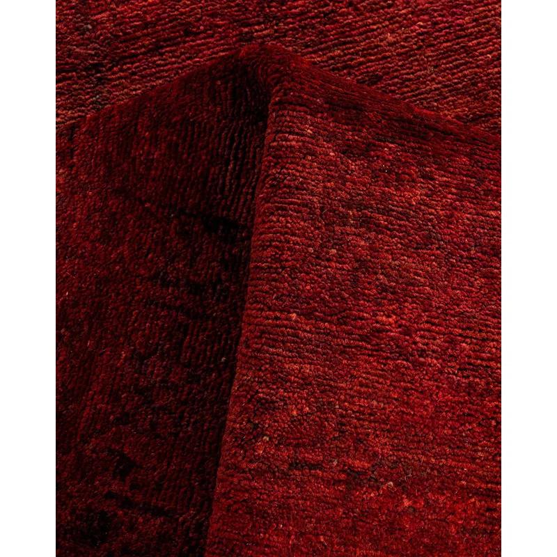 Solo Rugs Overyed One-of-a-Kind Runner 3'1" X 7'10" New Age Runner Wool Area Rug Dark Red/Black