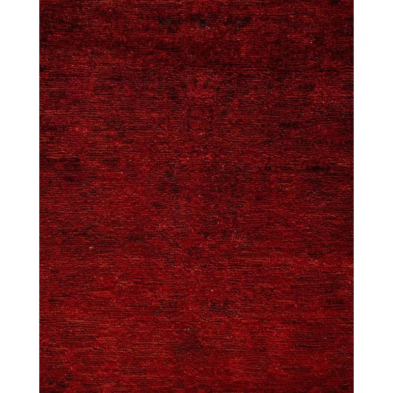 Solo Rugs Overyed One-of-a-Kind Runner 3'1" X 7'10" New Age Runner Wool Area Rug Dark Red/Black