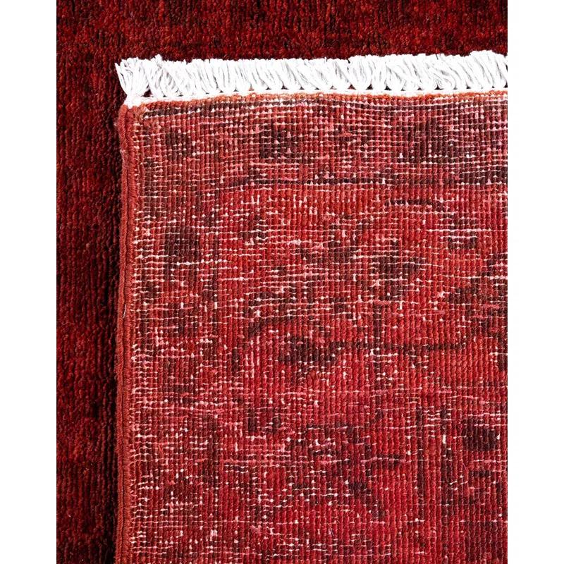 Solo Rugs Overyed One-of-a-Kind Runner 3'1" X 7'10" New Age Runner Wool Area Rug Dark Red/Black