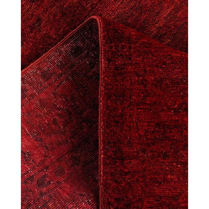 Solo Rugs Overyed One-of-a-Kind Runner 3'1" X 7'10" New Age Runner Wool Area Rug Dark Red/Black