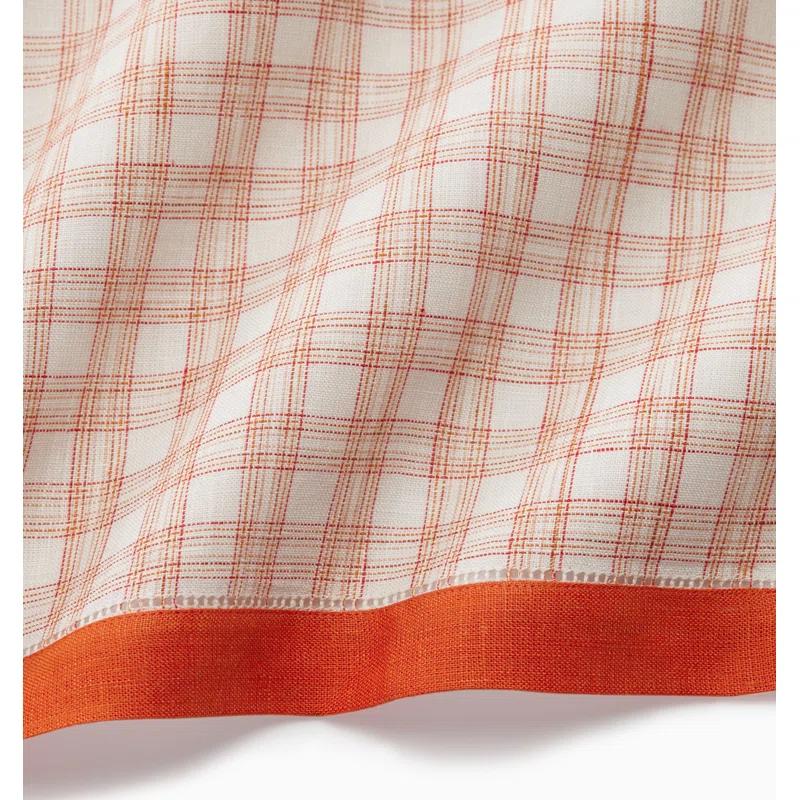 Tangerine Linen Plaid Dinner Napkins, 20" x 20" Set of 4