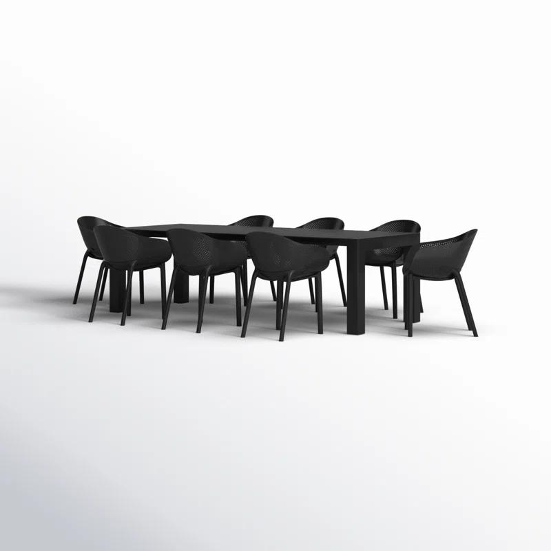 Siesta Air XL 11-Piece Extendable Black Dining Set with Stackable Chairs