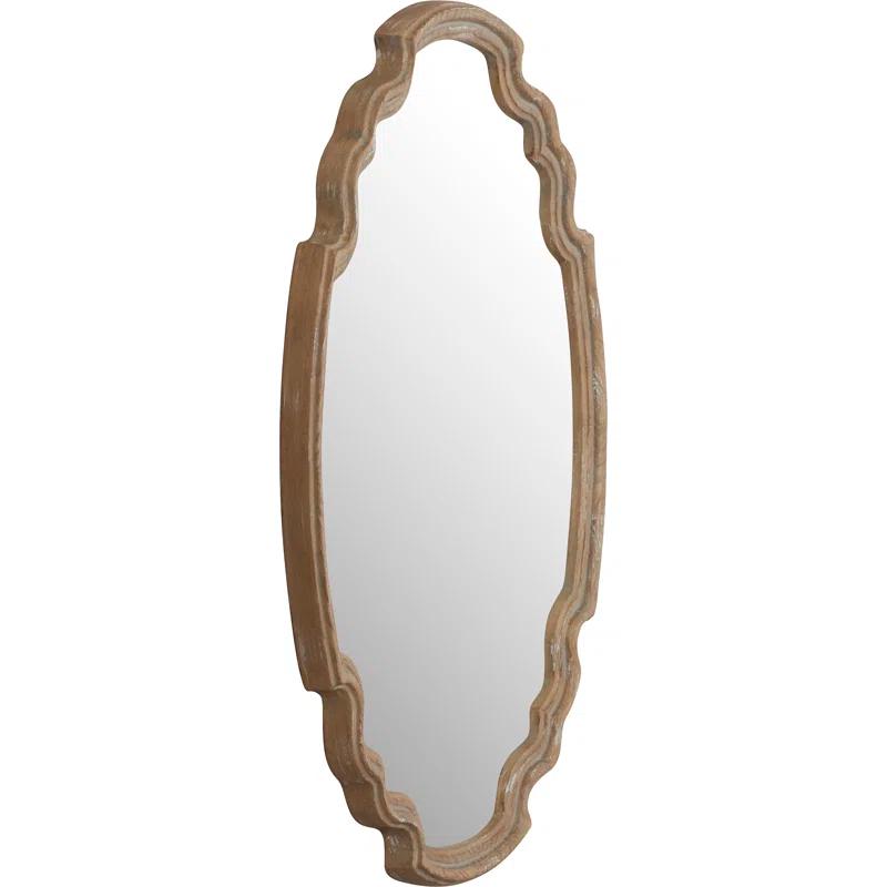 Alix Transitional Beige Rectangular Wood Mirror with Silver Accents