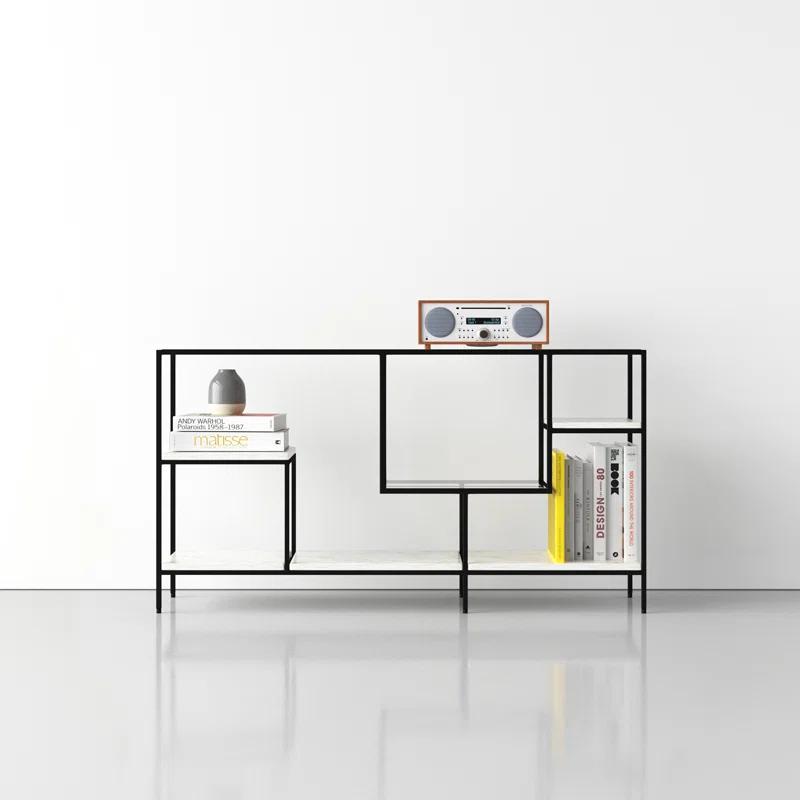 Arjune Black/Brown/White 54'' Iron Geometric Bookcase