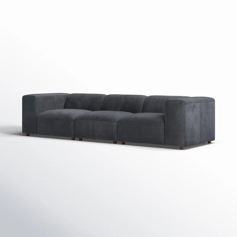Modena Midnight 3-Piece Genuine Leather Sectional Sofa
