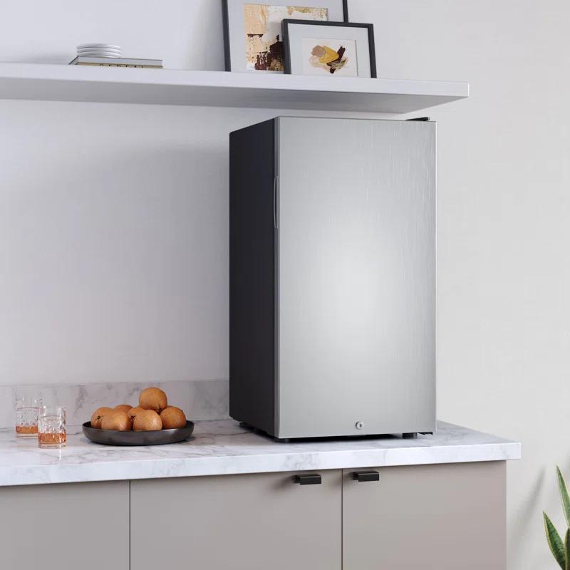 Compact Stainless Steel Smart Mini Fridge with LED Light