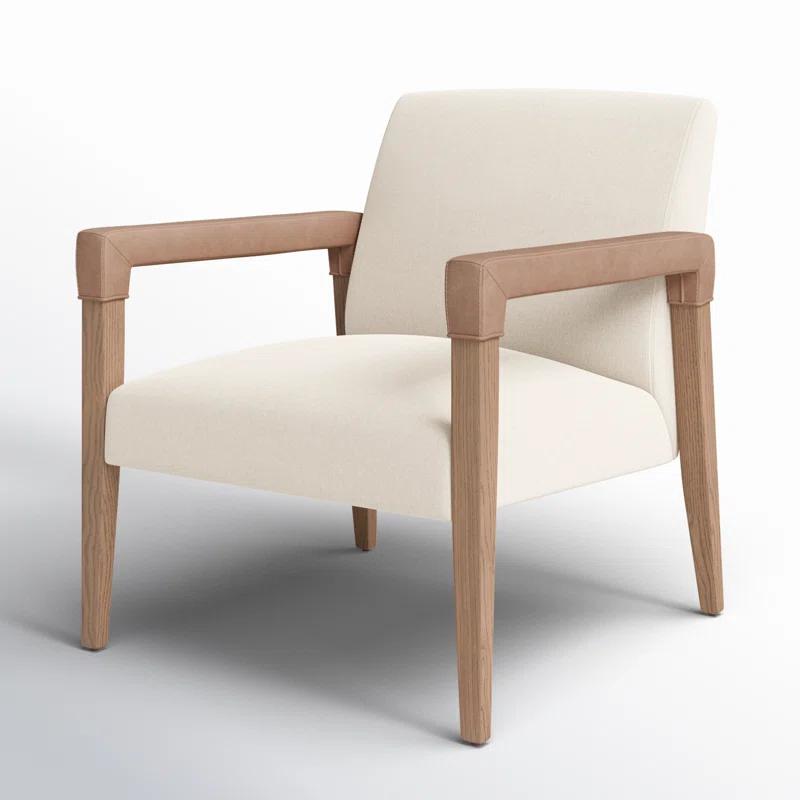 Abbott Harbor Natural Contemporary Leather-Wood Armchair