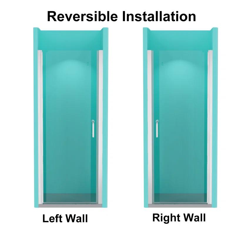 30'' - W x 72'' H Pivot Door Semi-Frameless Shower Door with