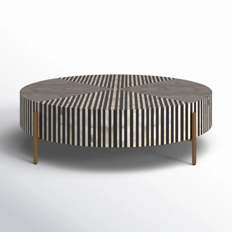 Modern 48" Black and White Metal Round Coffee Table