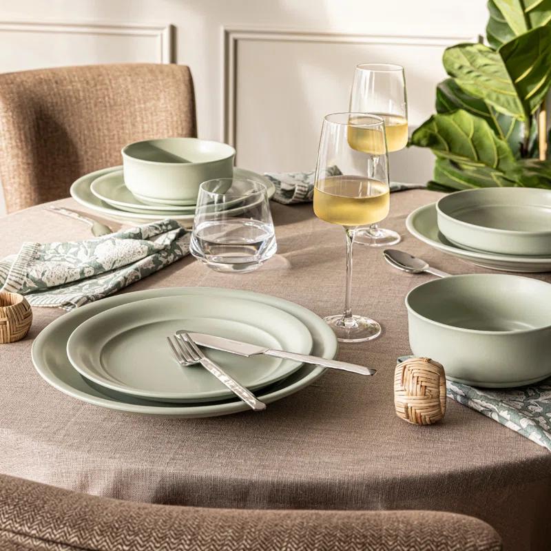 over&back Rimmed 16-Piece Semi Hand-Finished Stoneware Dinnerware Set, Service for 4