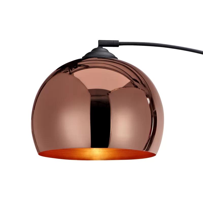 Elegant Arc Adjustable 67" Copper Floor Lamp with Faux Black Marble Base