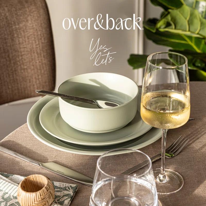 over&back Rimmed 16-Piece Semi Hand-Finished Stoneware Dinnerware Set, Service for 4