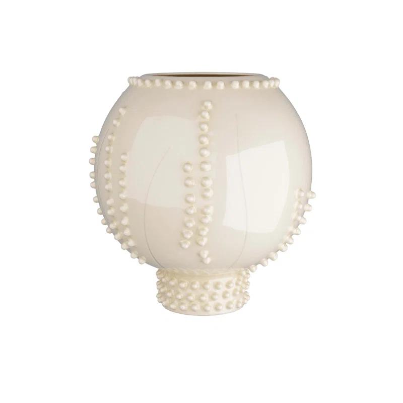 Ivory Ceramic Bouquet Table Vase with Dotted Tendrils