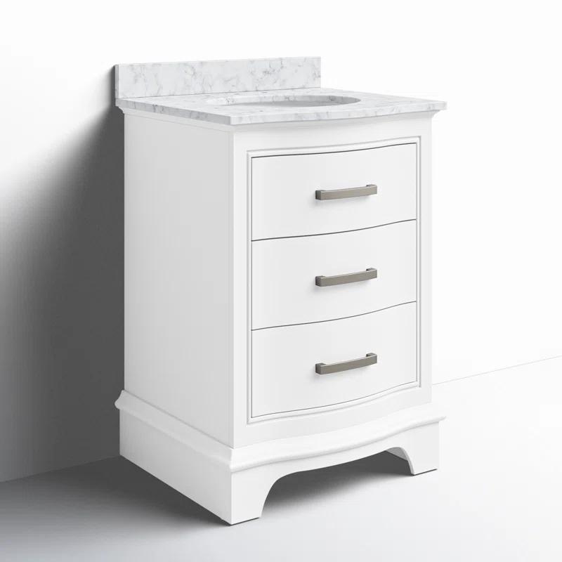 Monroe 24'' White Solid Wood Vanity with Carrara Marble Top