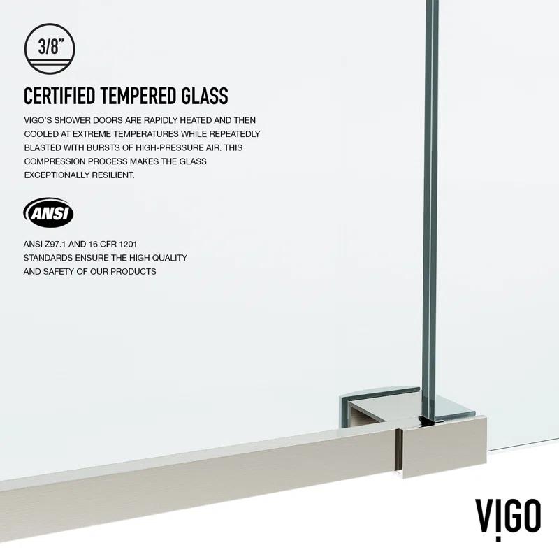 Elan 56-60" W x 74" H Sliding Frameless Shower Door with 3/8" Clear Glass
