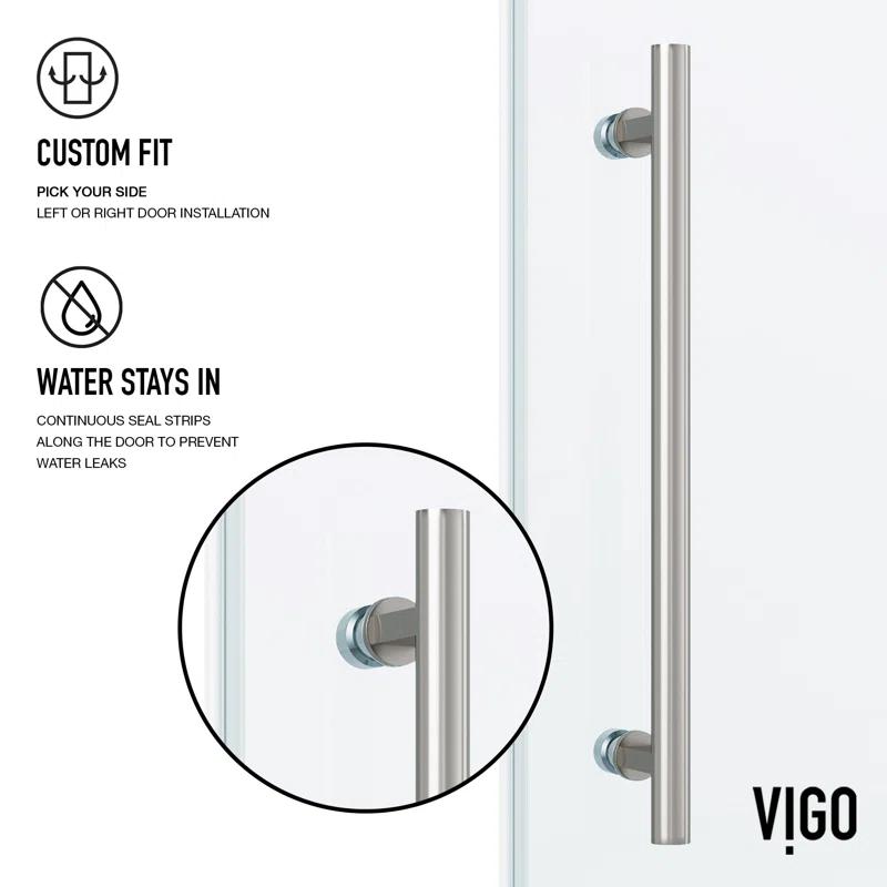 Elan 56-60" W x 74" H Sliding Frameless Shower Door with 3/8" Clear Glass