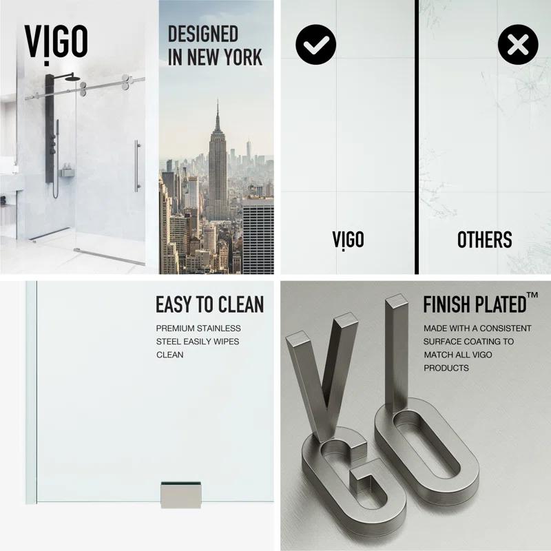 Elan 56-60" W x 74" H Sliding Frameless Shower Door with 3/8" Clear Glass