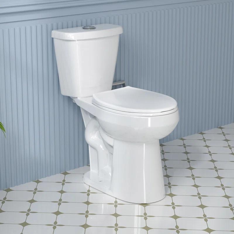 19 in. 2-Piece Toilet 1.1/1.6 GPF Dual Flush Round White Toilet ADA Height with Soft-Close Seat