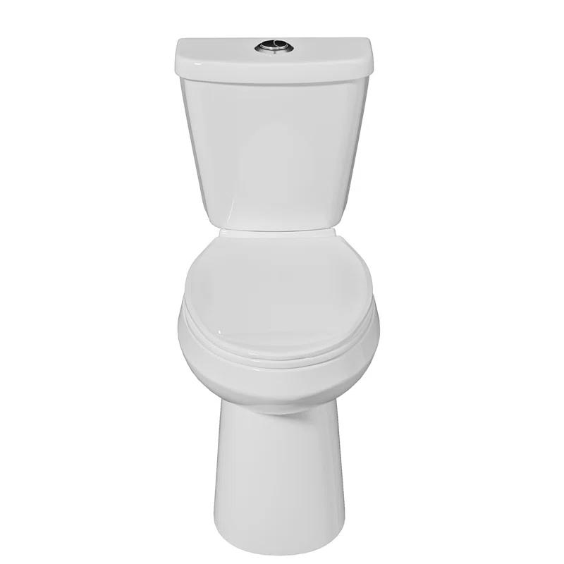 19 in. 2-Piece Toilet 1.1/1.6 GPF Dual Flush Round White Toilet ADA Height with Soft-Close Seat