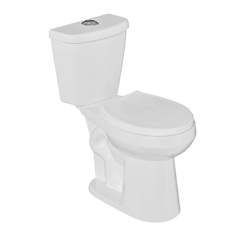 19 in. 2-Piece Toilet 1.1/1.6 GPF Dual Flush Round White Toilet ADA Height with Soft-Close Seat