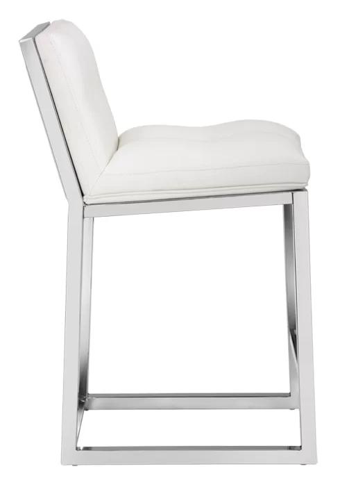 Alba 26" White Faux Leather Counter Stool with Steel Frame