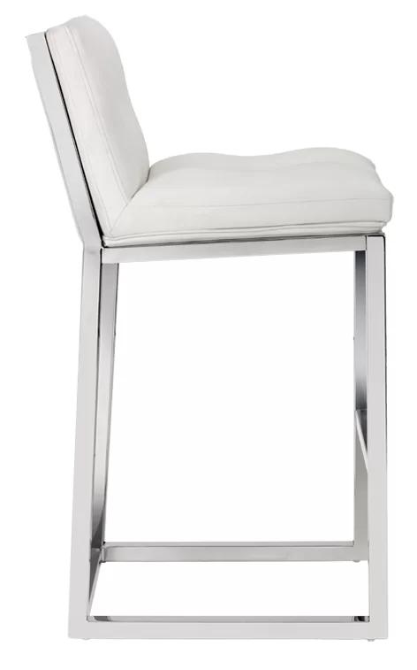 Alba 26" White Faux Leather Counter Stool with Steel Frame