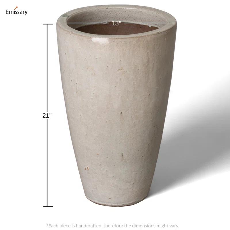 Distressed White Tall Ceramic Planter for Indoor/Outdoor Use