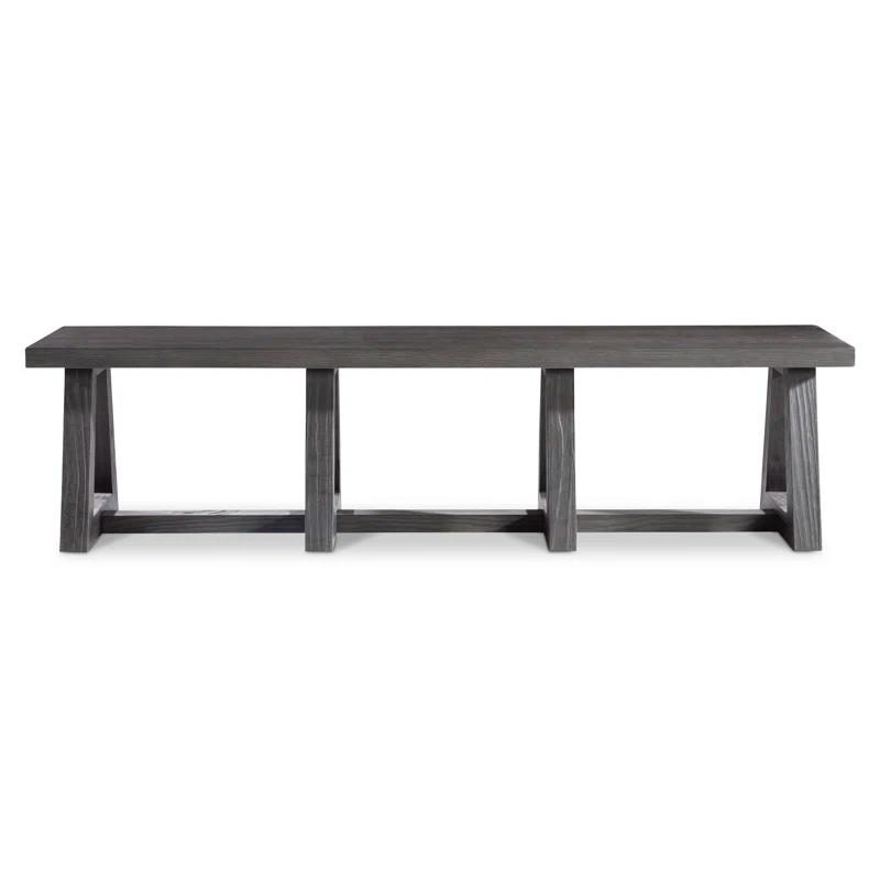 Modern Black Wood Dining Bench with Triangular Legs