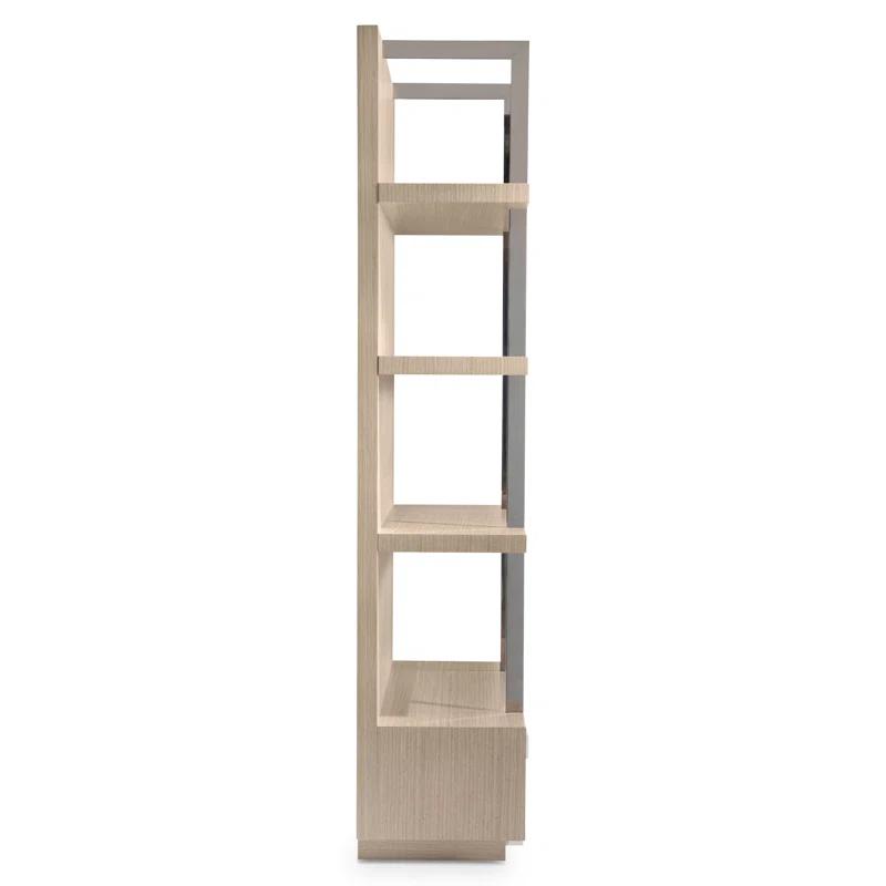 Sahara Brown Oak and Stainless Steel Etagere Bookcase