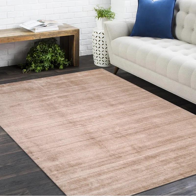 Caramel Stripe Hand-Knotted Wool Blend 8' x 10' Area Rug