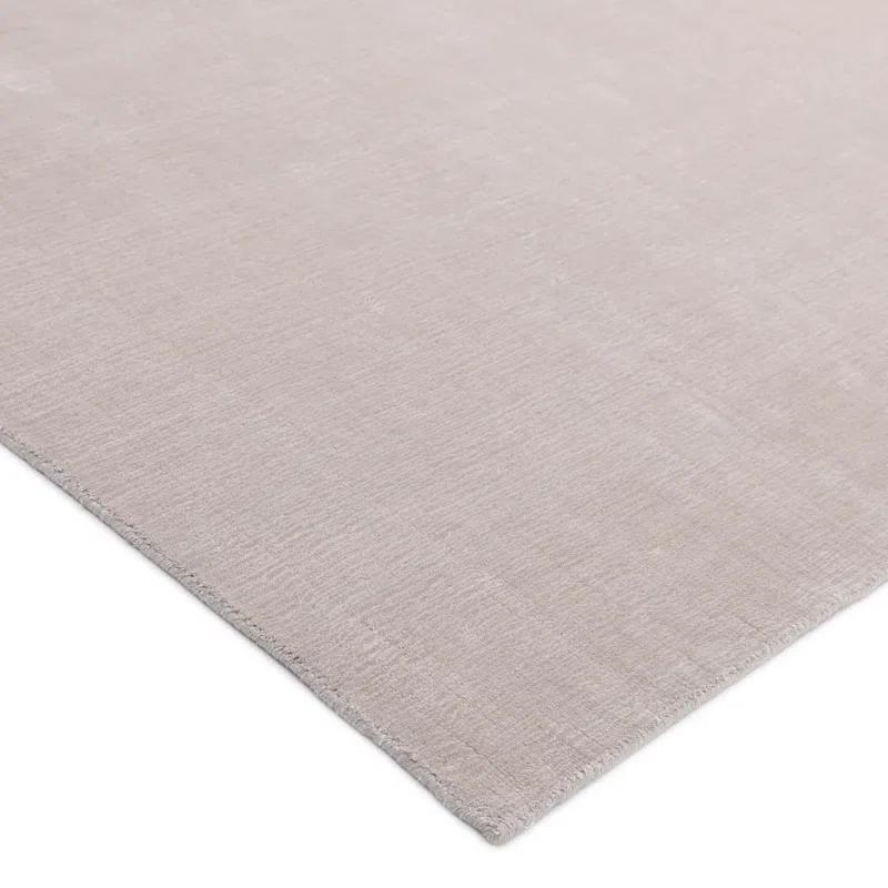 Mist Gray Hand-Knotted Wool and Viscose Area Rug