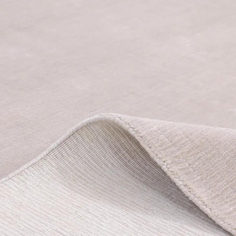 Mist Gray Hand-Knotted Wool and Viscose Area Rug