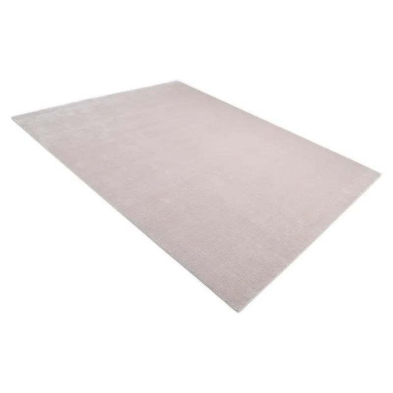 Mist Gray Hand-Knotted Wool and Viscose Area Rug