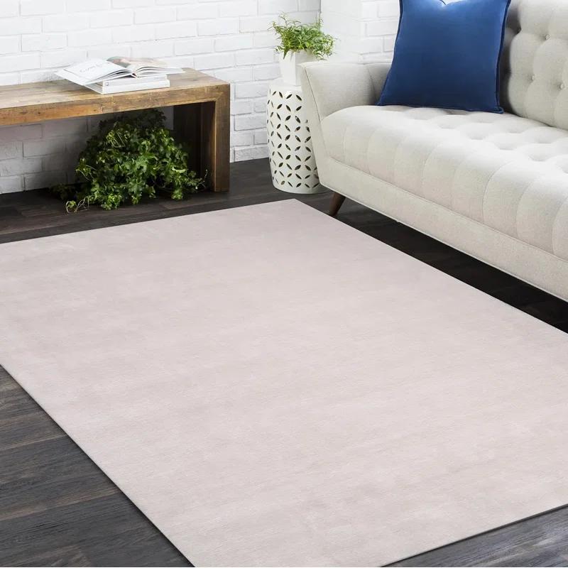 Mist Gray Hand-Knotted Wool and Viscose Area Rug