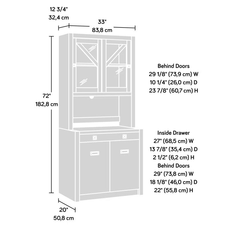Dixon City Library Base Hutch Ste, Brushed Oak Finish