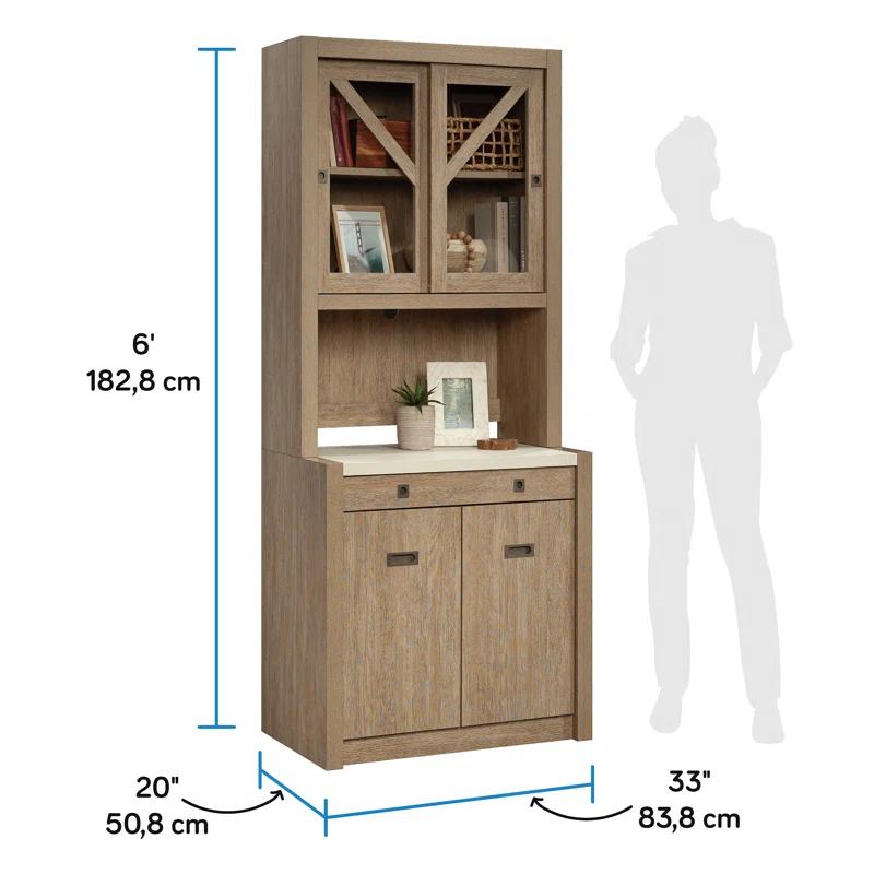 Dixon City Library Base Hutch Ste, Brushed Oak Finish