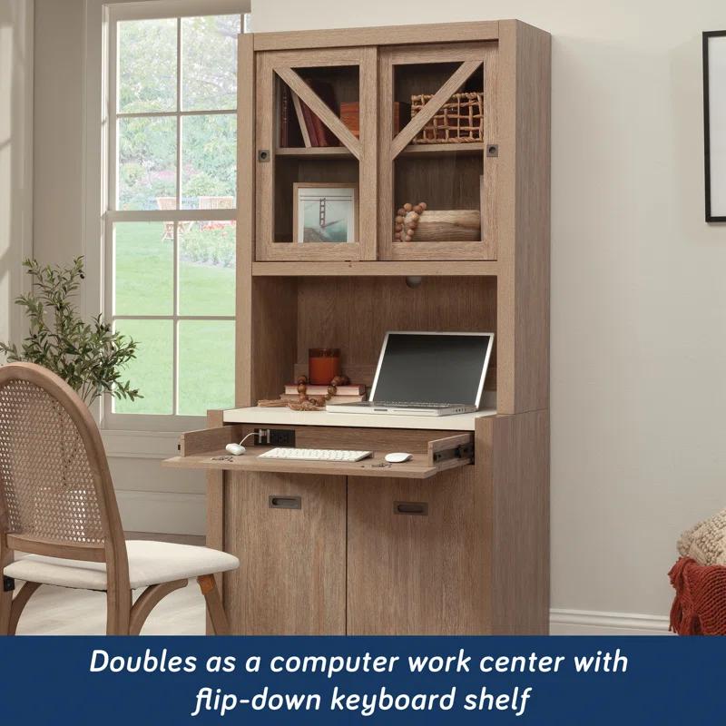 Dixon City Library Base Hutch Ste, Brushed Oak Finish