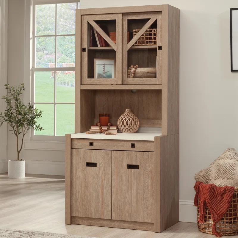 Dixon City Library Base Hutch Ste, Brushed Oak Finish