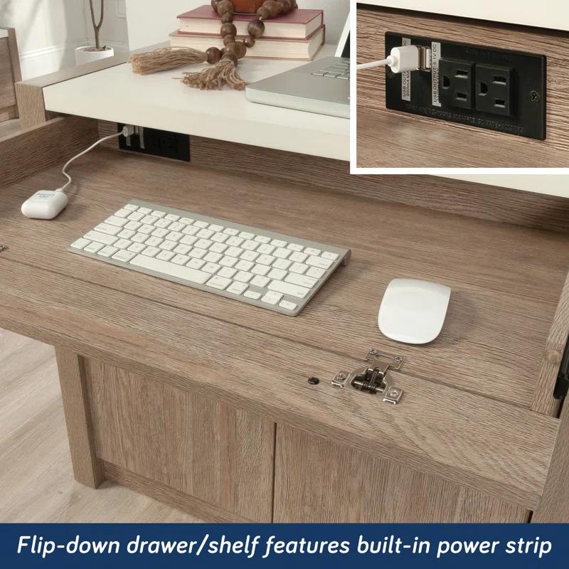 Dixon City Library Base Hutch Ste, Brushed Oak Finish