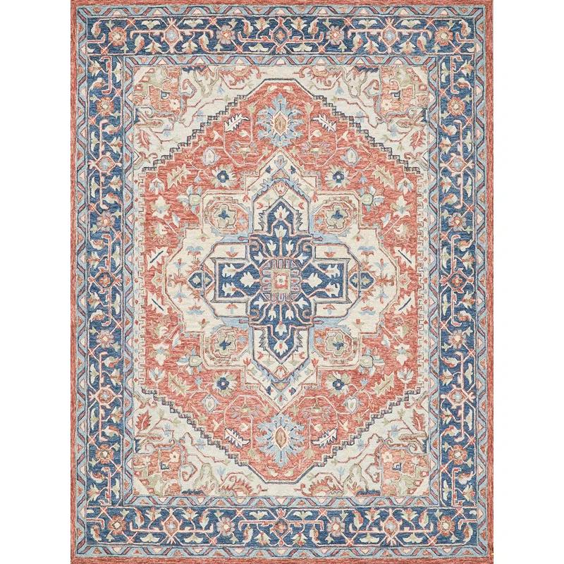 Exquisite Rugs Richmond Serapi Handmade Hand-Tufted New Zealand Wool On Canvas Red/Blue Area Rug