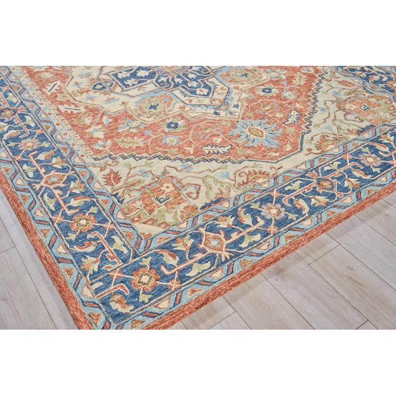 Exquisite Rugs Richmond Serapi Handmade Hand-Tufted New Zealand Wool On Canvas Red/Blue Area Rug