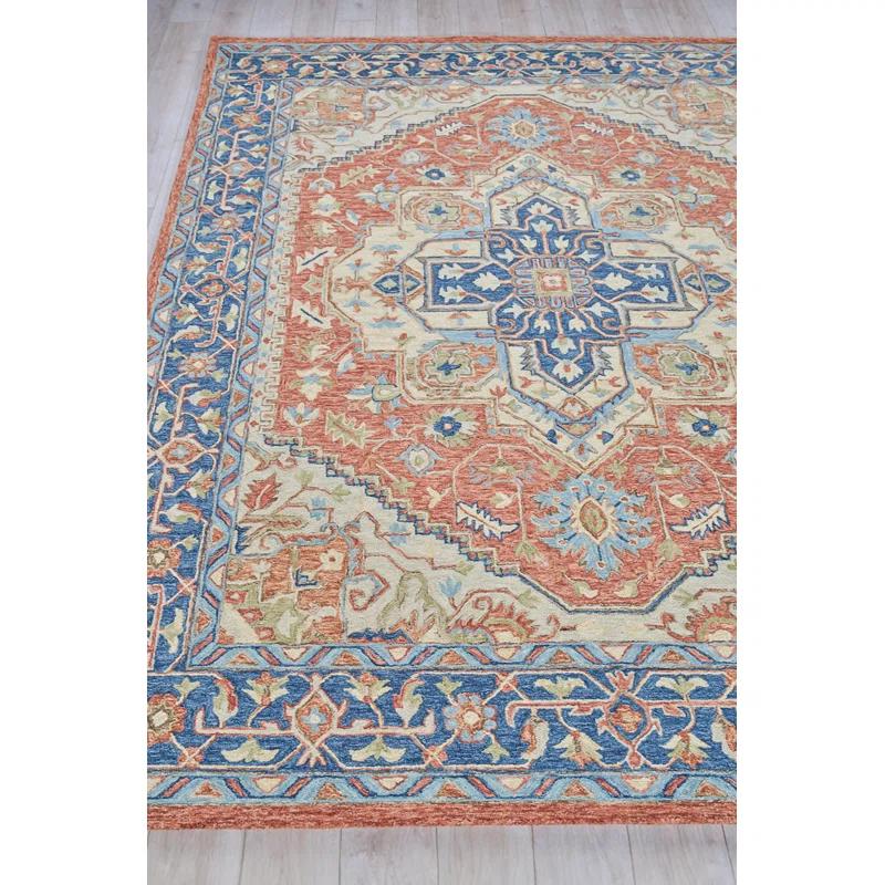 Exquisite Rugs Richmond Serapi Handmade Hand-Tufted New Zealand Wool On Canvas Red/Blue Area Rug