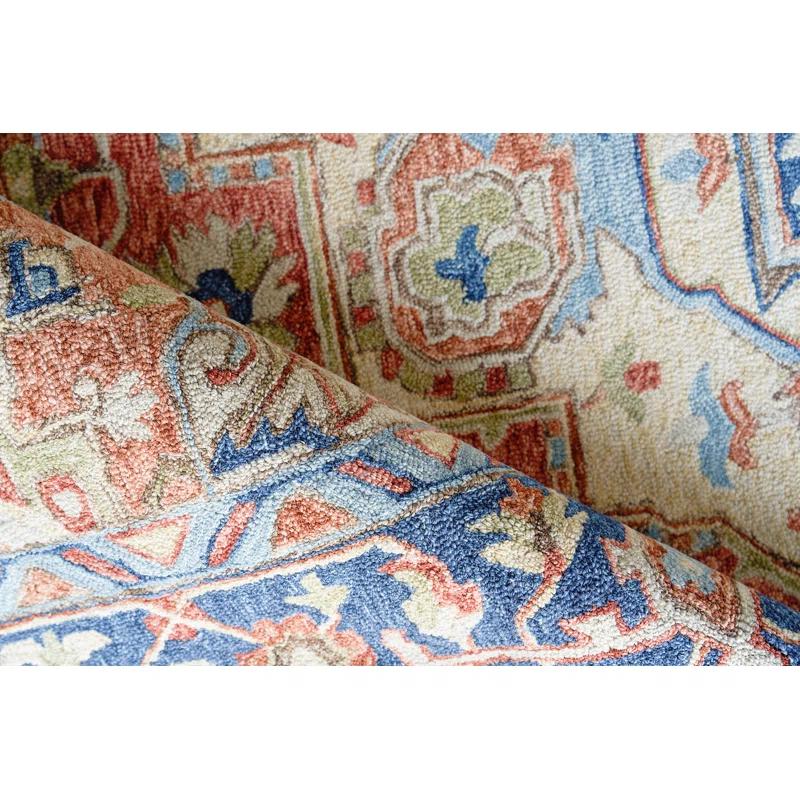 Exquisite Rugs Richmond Serapi Handmade Hand-Tufted New Zealand Wool On Canvas Red/Blue Area Rug