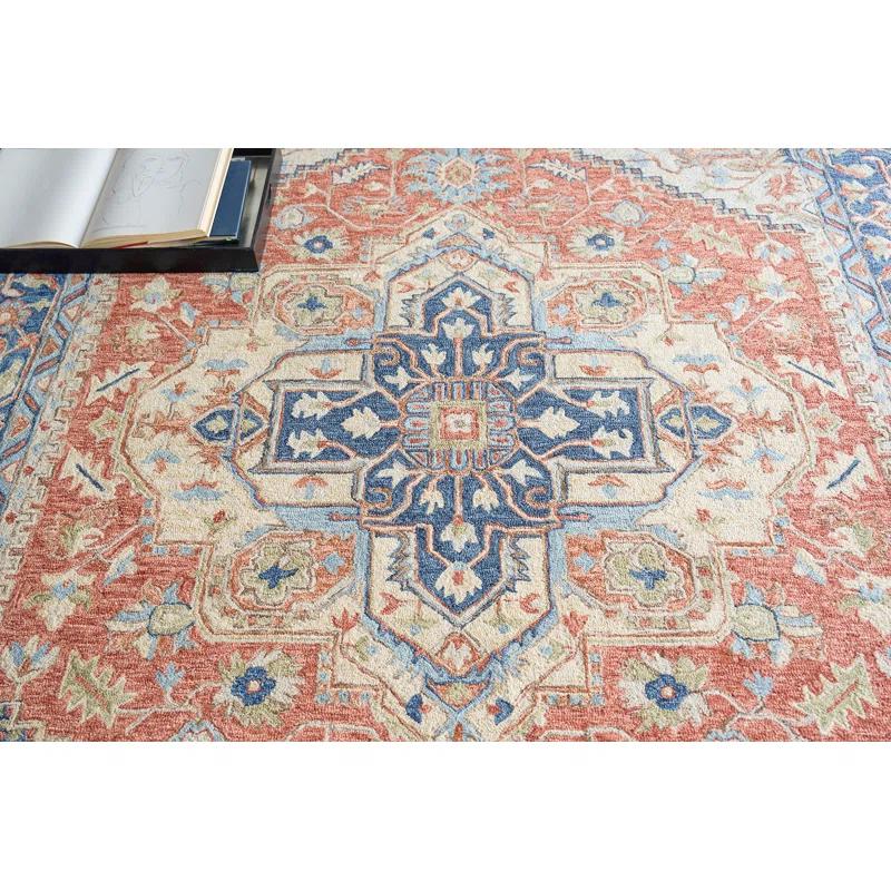 Exquisite Rugs Richmond Serapi Handmade Hand-Tufted New Zealand Wool On Canvas Red/Blue Area Rug