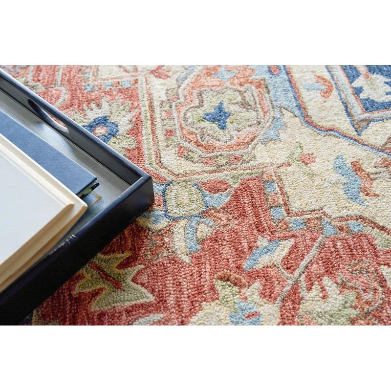 Exquisite Rugs Richmond Serapi Handmade Hand-Tufted New Zealand Wool On Canvas Red/Blue Area Rug