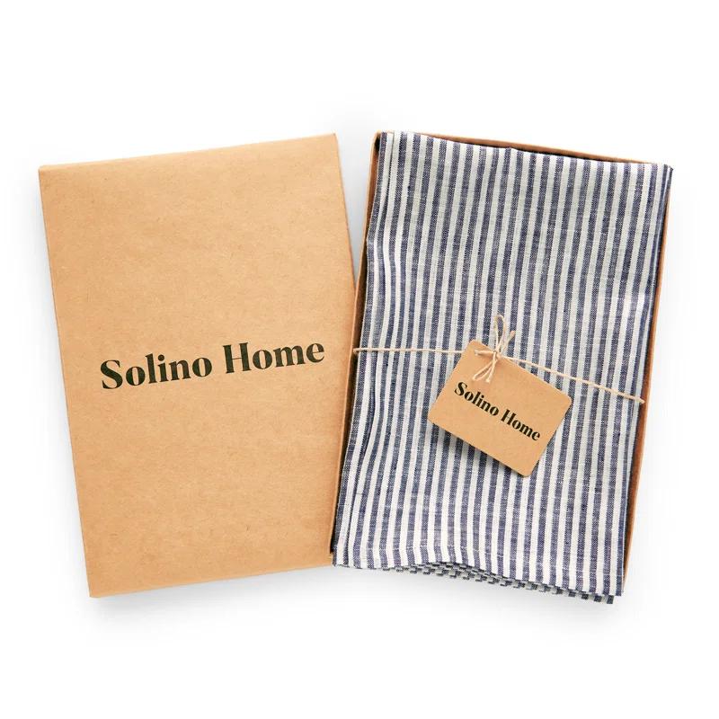 Solino Home Narrow Stripe - 100% Pure Linen Dinner Napkins (Set of 4)