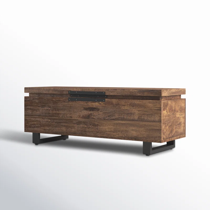 Honey Brown Mango Wood and Iron 46'' Transitional Storage Trunk