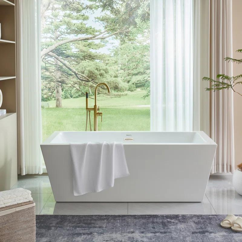 Elena 59" x 30" Freestanding Soaking Acrylic Bathtub