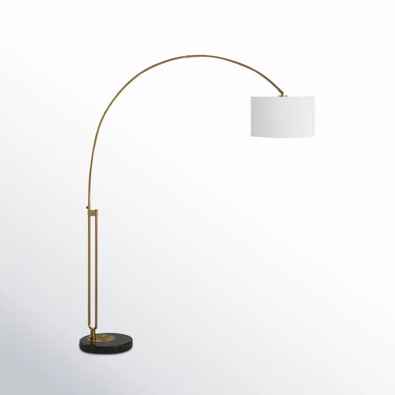 Elegant 84'' Antique Gold Arc Floor Lamp with White Cotton Shade